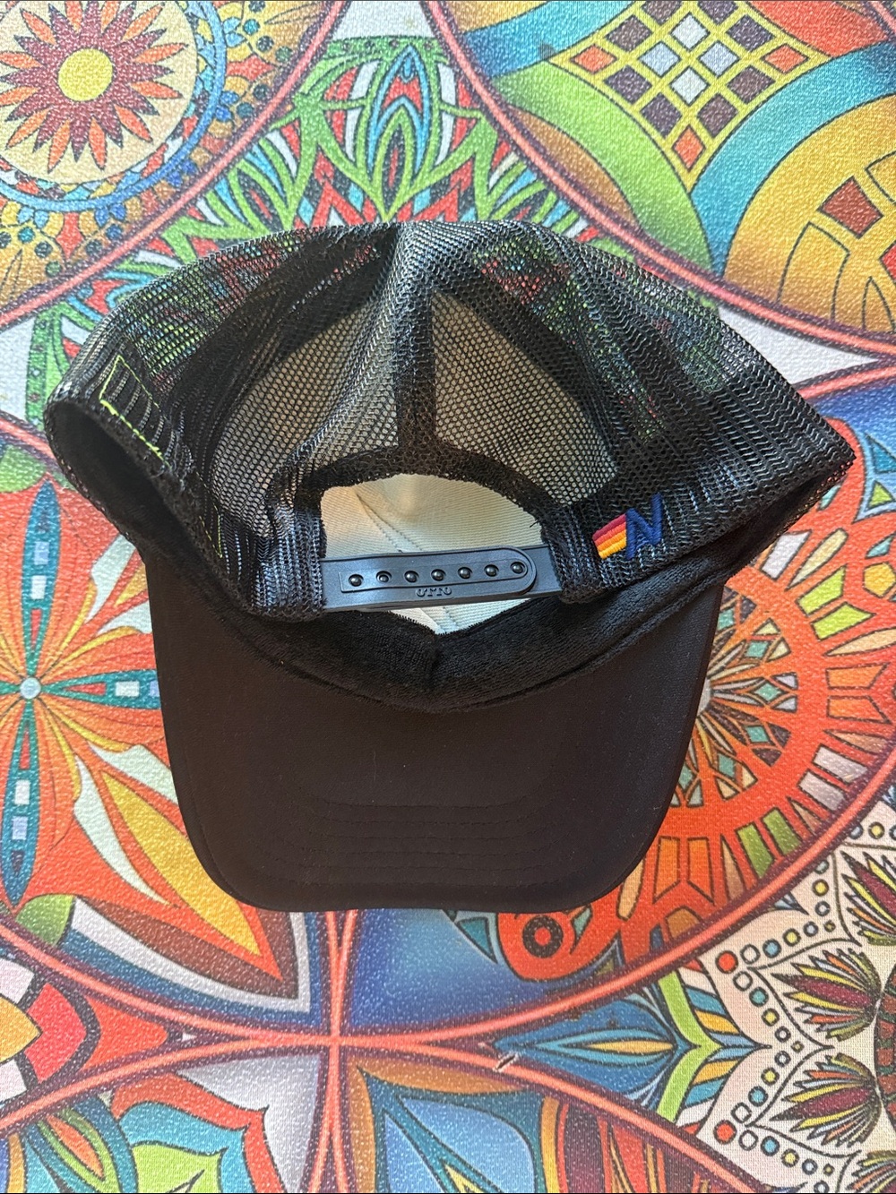 Aviator Nation Black Trucker Hat with Yellow Lightning Bolt - Picture 2 of 2